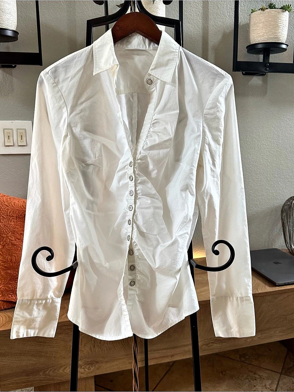 New York & Company Stretch White Button Down Shirt Like New